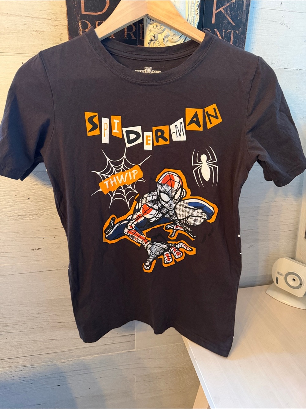 Marvel Spider-Man Halloween Graphic Tee for Kids - Black Spiderweb Back